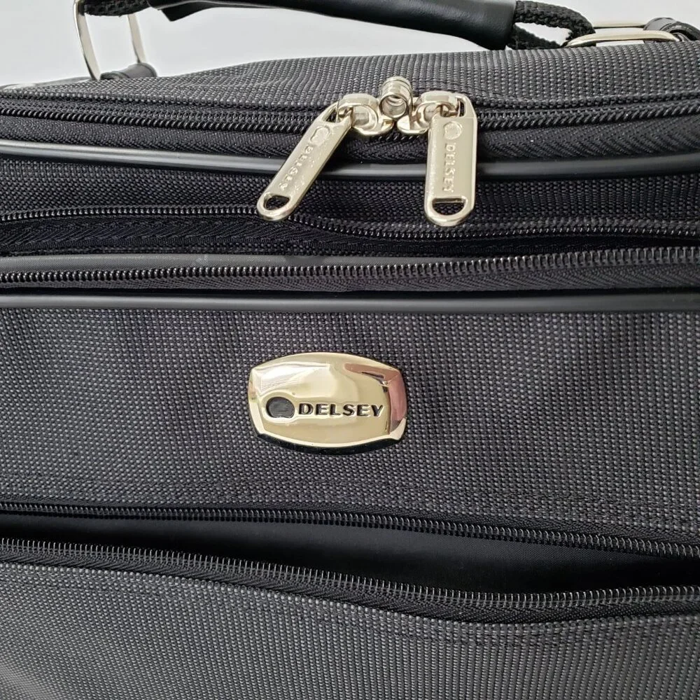 Delsey Black Unisex Laptop Briefcase Carry-On Durable Nylon Bag, Like New